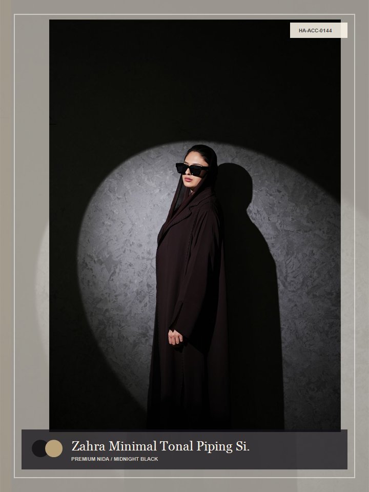 Zahra Minimal Tonal Piping Signature Abaya