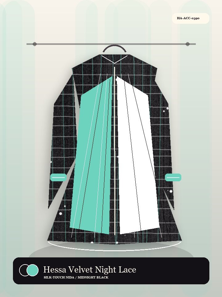 Hessa Velvet Night Lace Inset Velvet Abaya