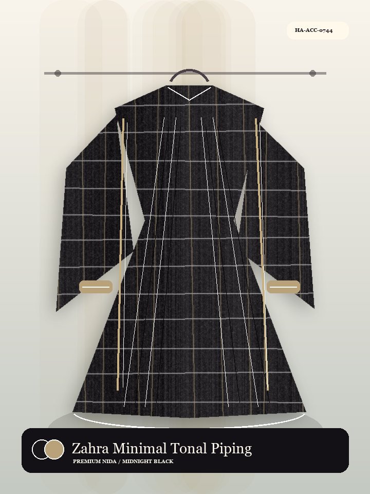 Zahra Minimal Tonal Piping Modern Abaya