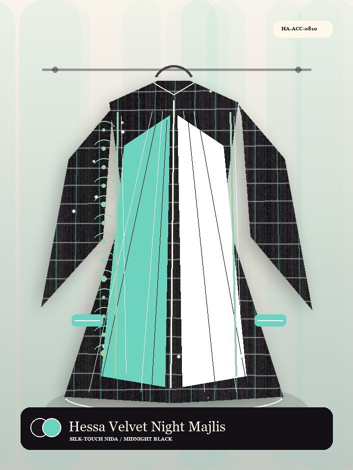 Hessa Velvet Night Majlis Collar Celeste Abaya
