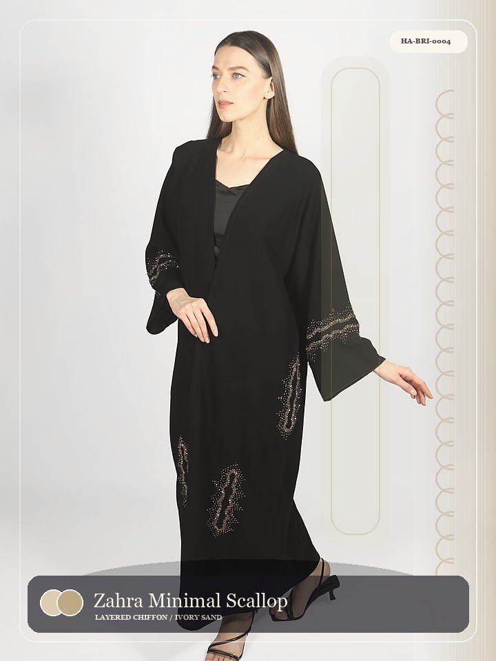 Zahra Minimal Scallop Edge Heritage Abaya