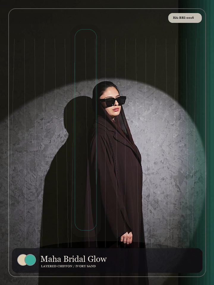 Maha Bridal Glow Organza Panel Velvet Abaya