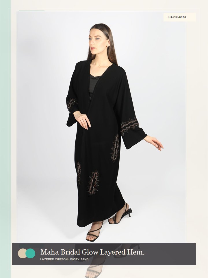 Maha Bridal Glow Layered Hem Signature Abaya