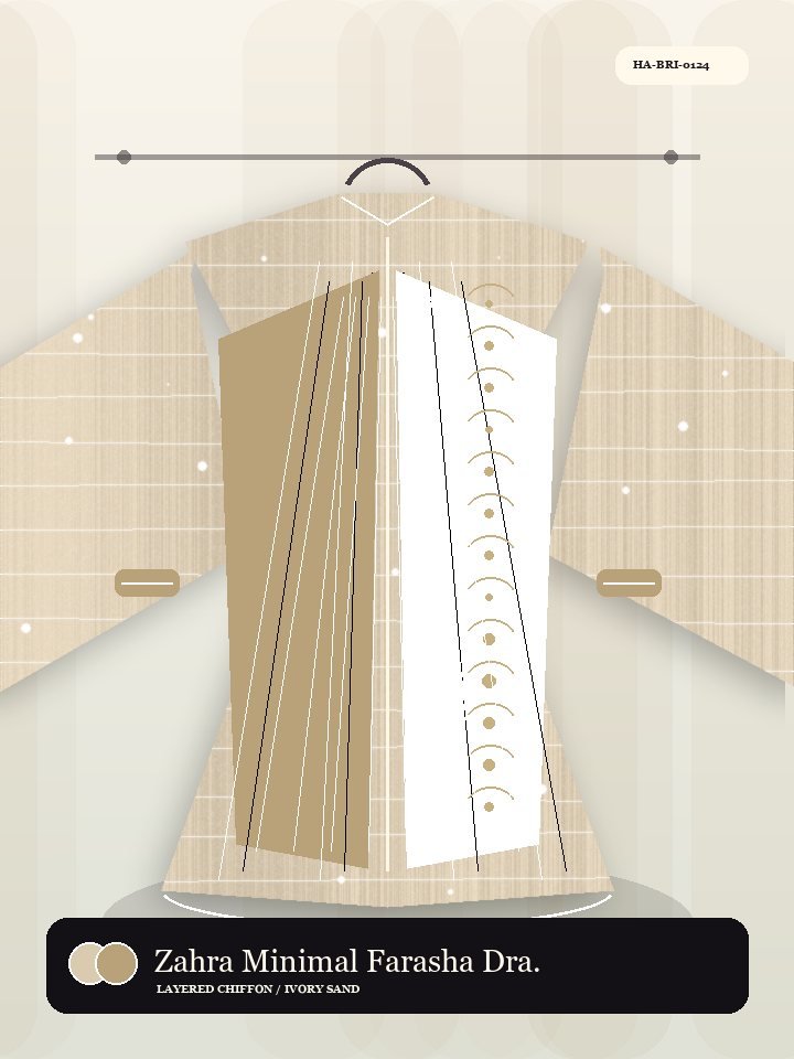 Zahra Minimal Farasha Drape Pearl Abaya