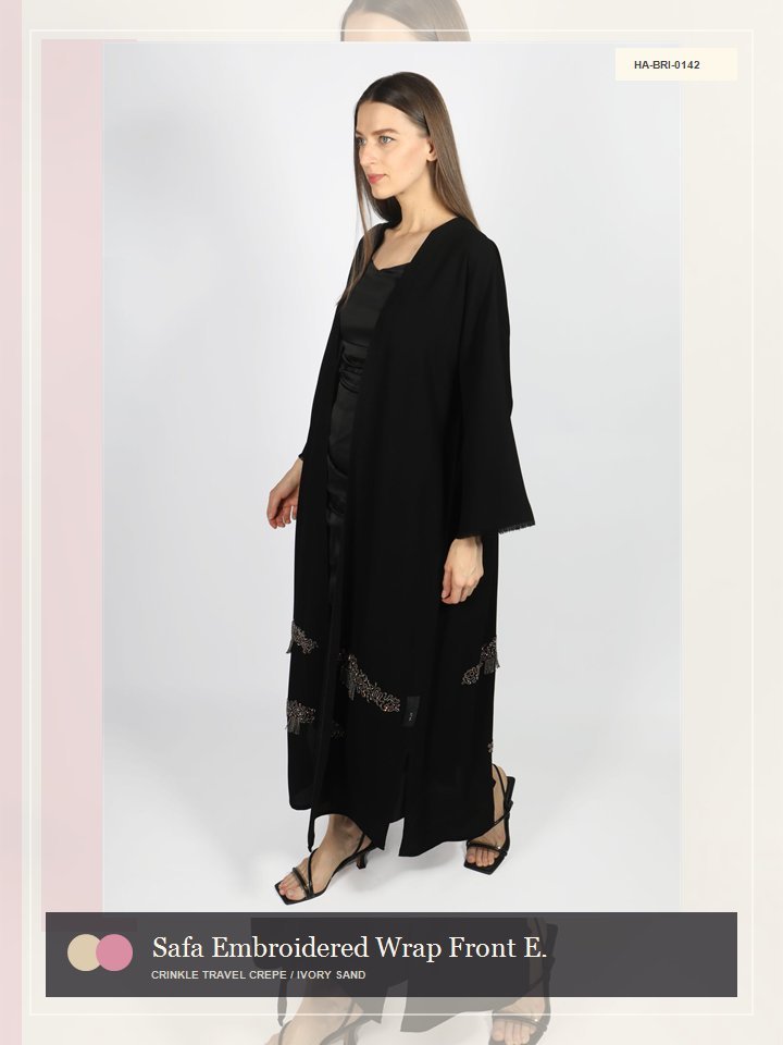 Safa Embroidered Wrap Front Eid Abaya