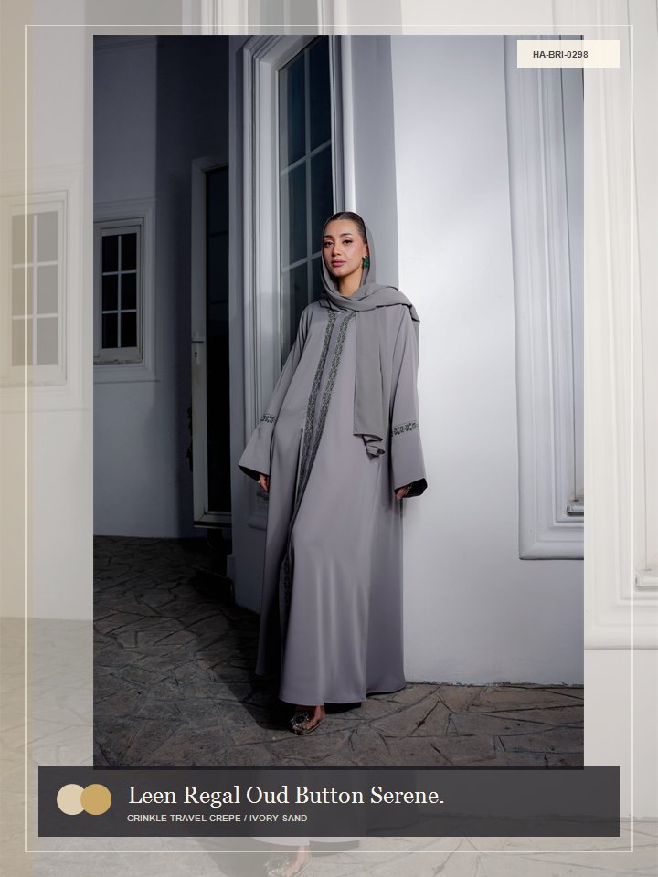Leen Regal Oud Button Serene Abaya