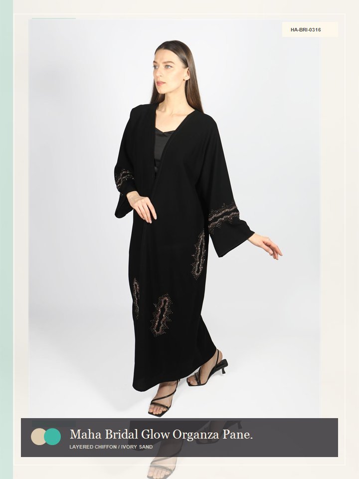 Maha Bridal Glow Organza Panel Nocturne Abaya
