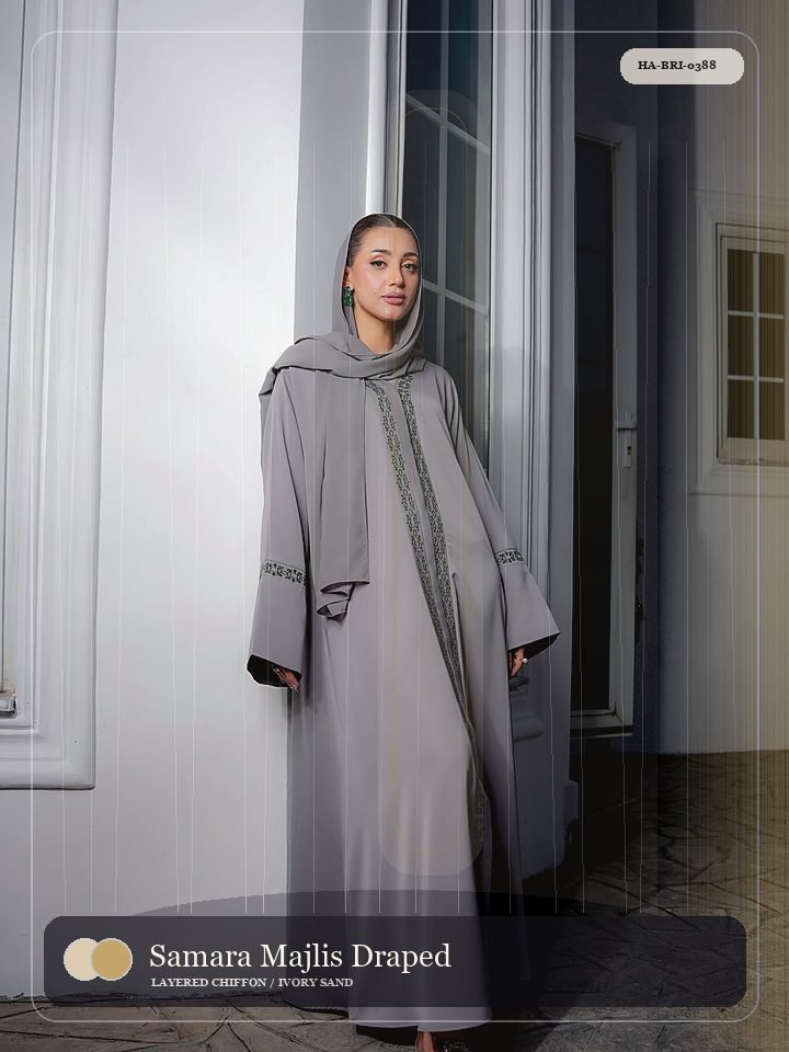 Samara Majlis Draped Pocket Silk Abaya