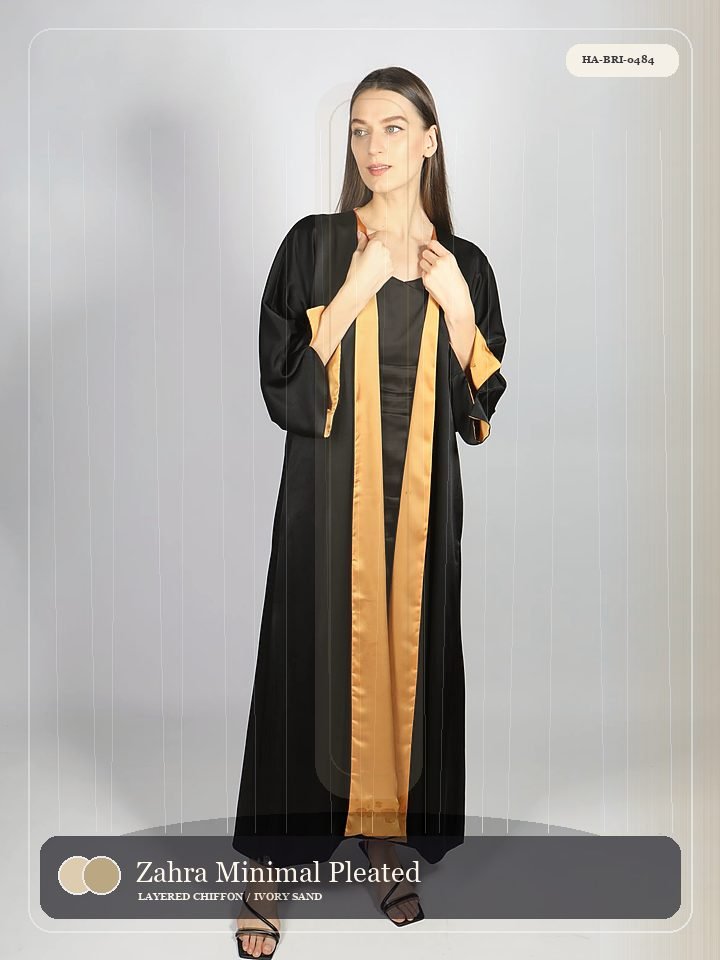 Zahra Minimal Pleated Front Signature Abaya