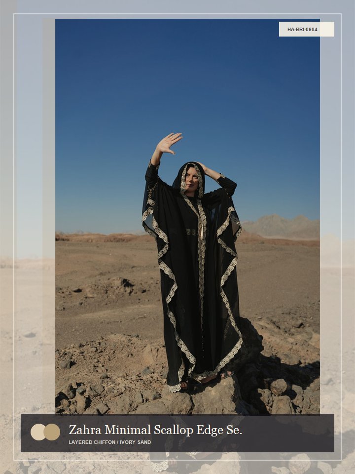 Zahra Minimal Scallop Edge Serene Abaya