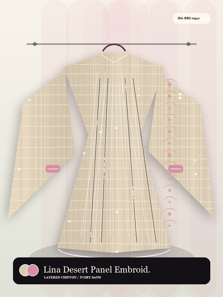Lina Desert Panel Embroidery Luminous Abaya