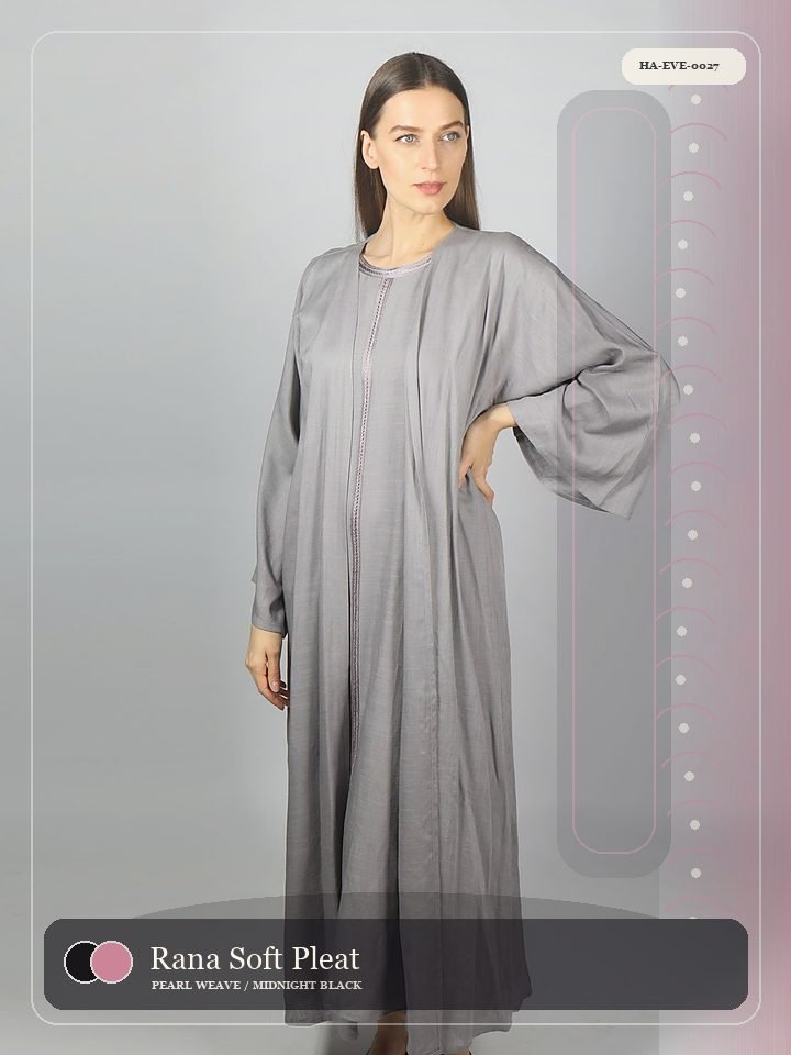 Rana Soft Pleat Panel Embroidery Nocturne Abaya