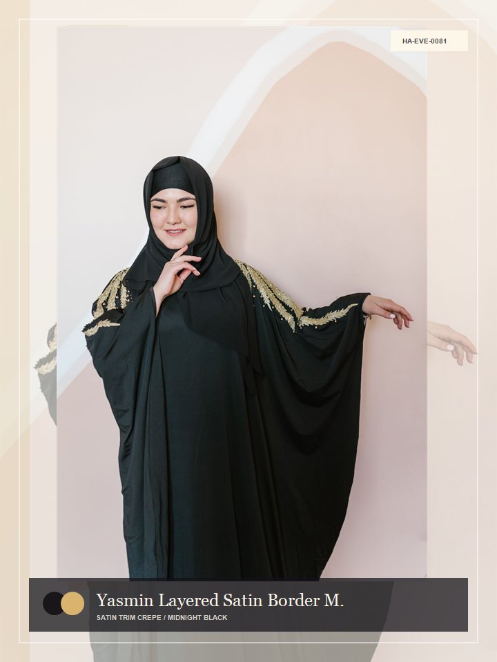 Yasmin Layered Satin Border Modern Abaya