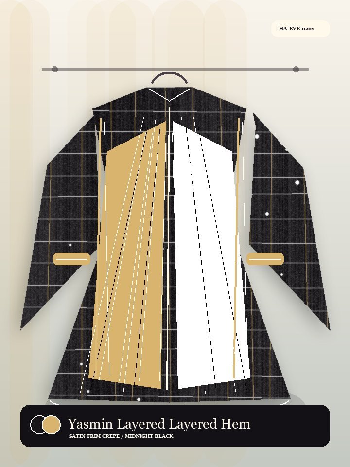 Yasmin Layered Layered Hem Silk Abaya