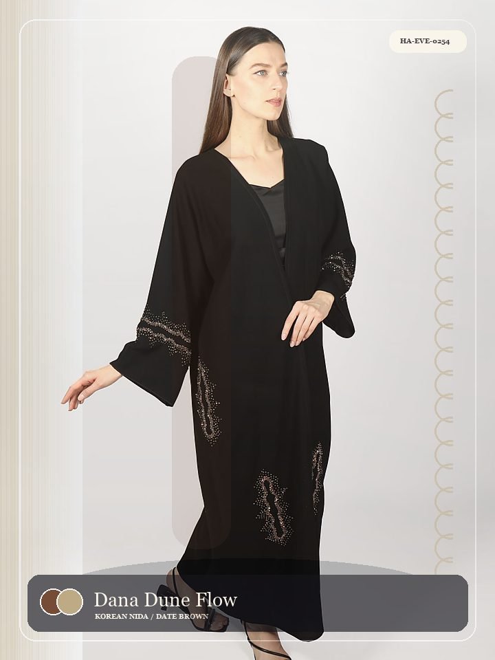 Dana Dune Flow Scallop Edge Velvet Abaya
