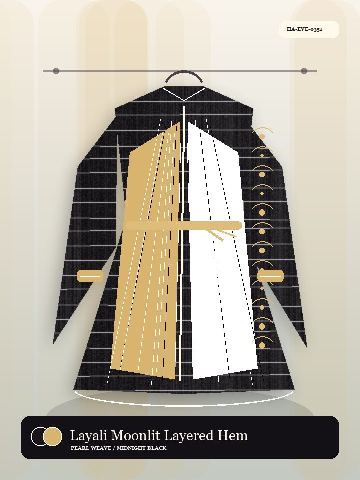 Layali Moonlit Layered Hem Celeste Abaya