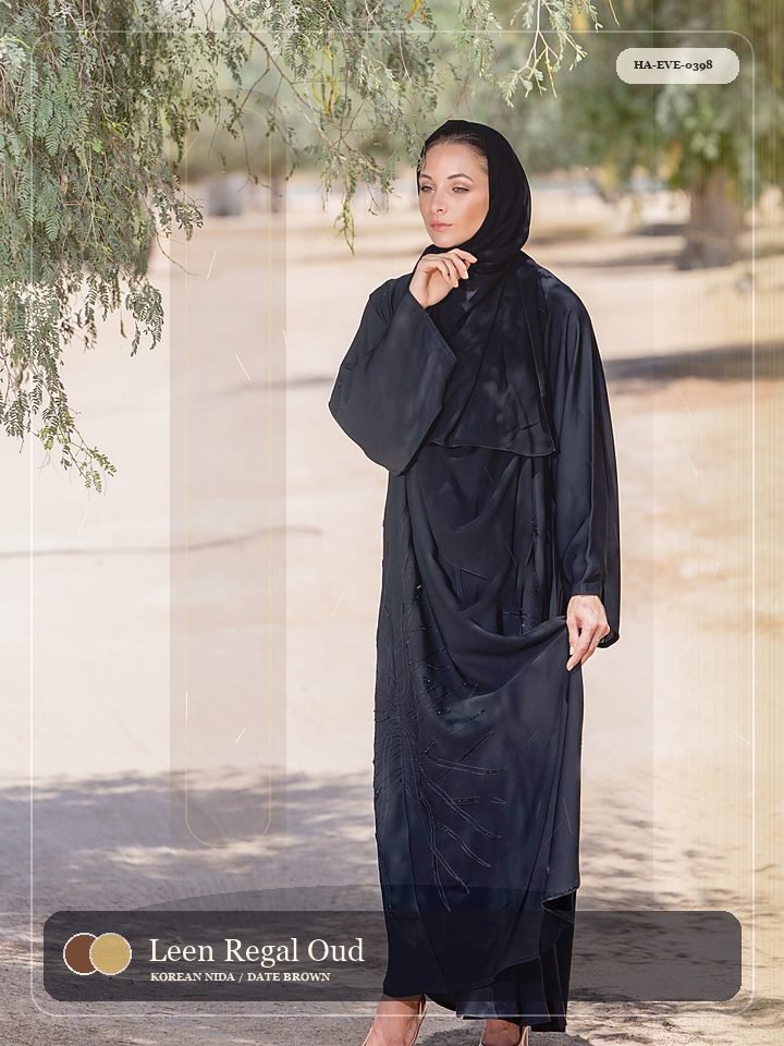 Leen Regal Oud Button Dune Abaya
