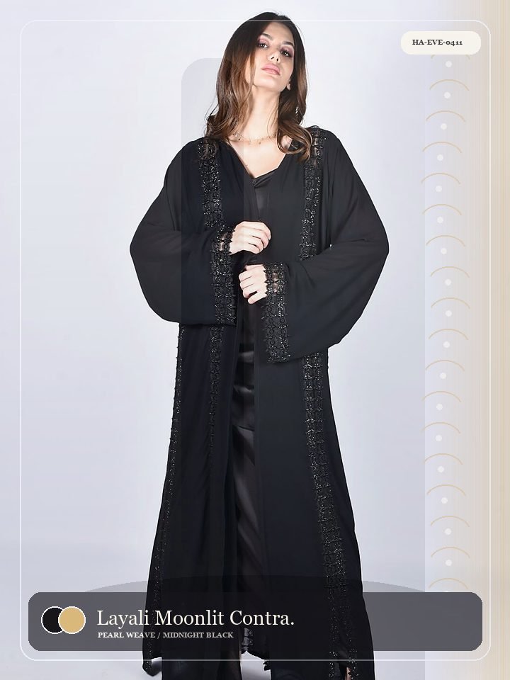 Layali Moonlit Contrast Trim Avenue Abaya