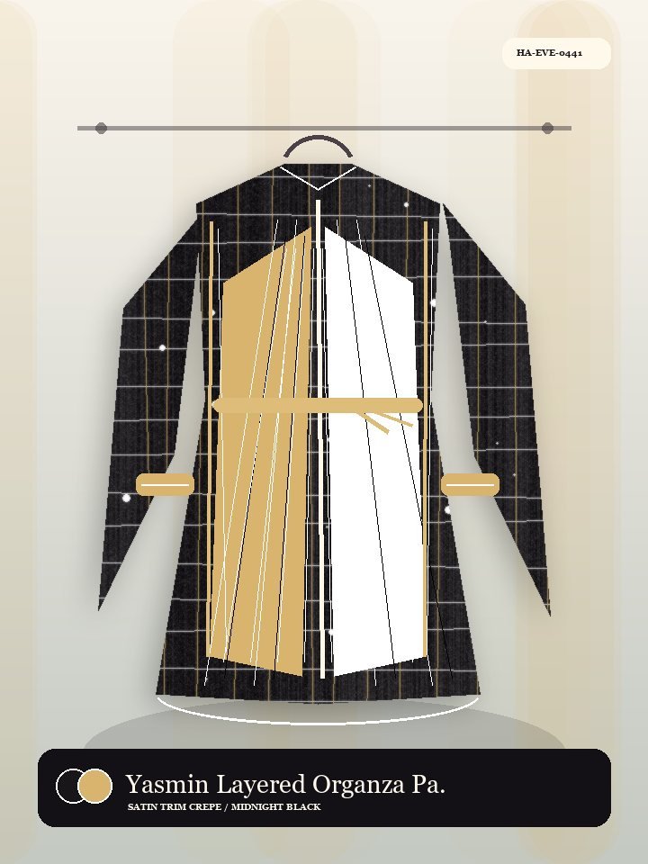 Yasmin Layered Organza Panel Velvet Abaya