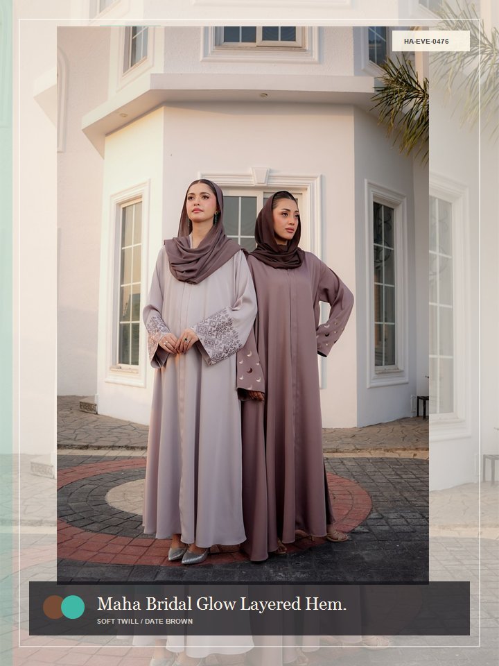 Maha Bridal Glow Layered Hem Luminous Abaya
