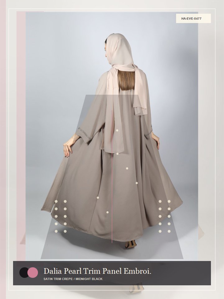 Dalia Pearl Trim Panel Embroidery Royal Abaya