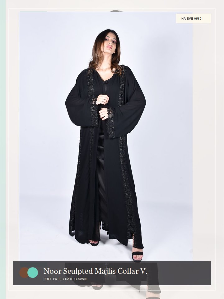 Noor Sculpted Majlis Collar Velvet Abaya