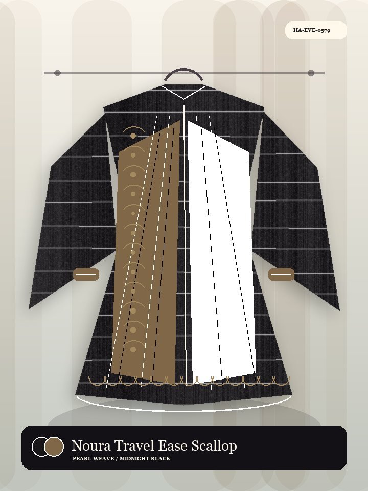 Noura Travel Ease Scallop Edge Royal Abaya