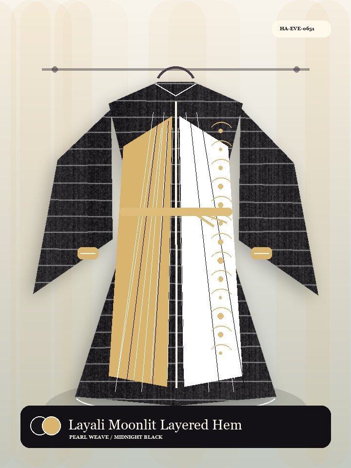 Layali Moonlit Layered Hem Pearl Abaya