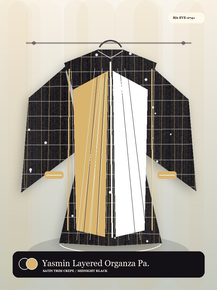 Yasmin Layered Organza Panel Nocturne Abaya