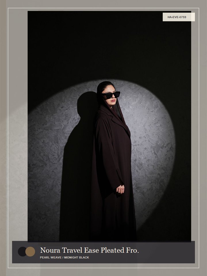 Noura Travel Ease Pleated Front Celeste Abaya