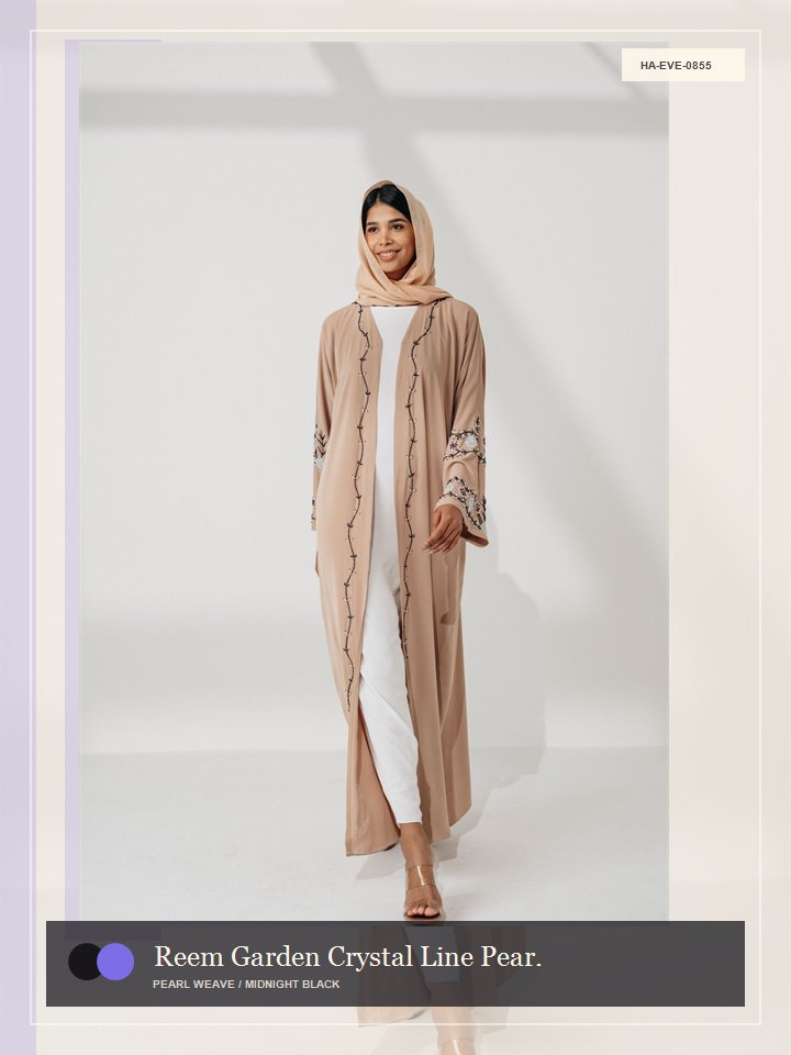 Reem Garden Crystal Line Pearl Abaya
