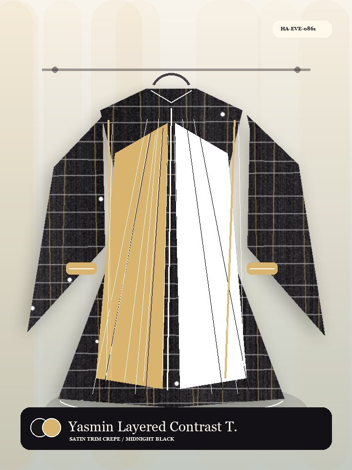Yasmin Layered Contrast Trim Celeste Abaya