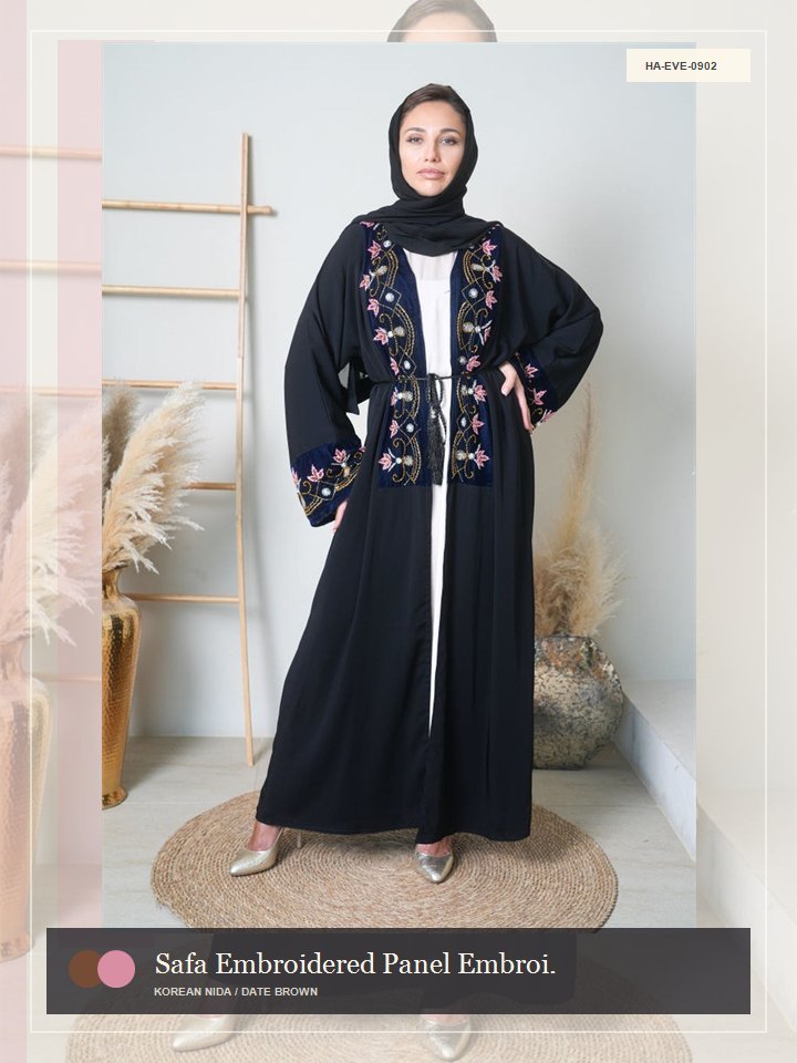 Safa Embroidered Panel Embroidery Royal Abaya