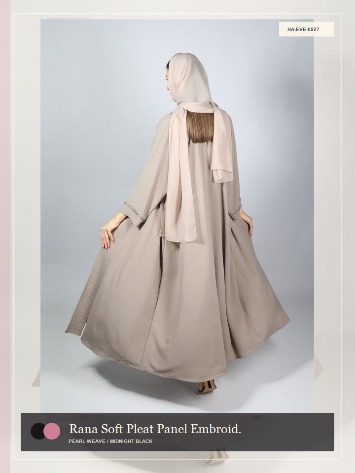 Rana Soft Pleat Panel Embroidery Serene Abaya