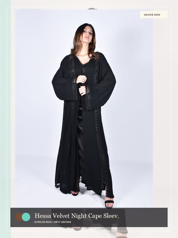 Hessa Velvet Night Cape Sleeve Boutique Abaya