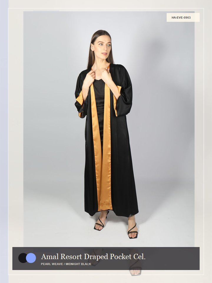 Amal Resort Draped Pocket Celeste Abaya