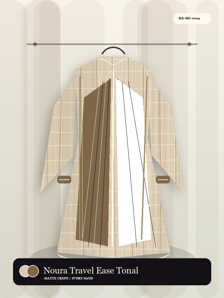 Noura Travel Ease Tonal Piping Dawn Abaya
