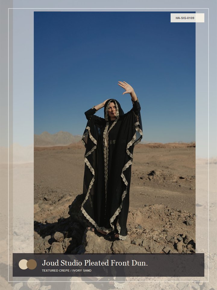 Joud Studio Pleated Front Dune Abaya