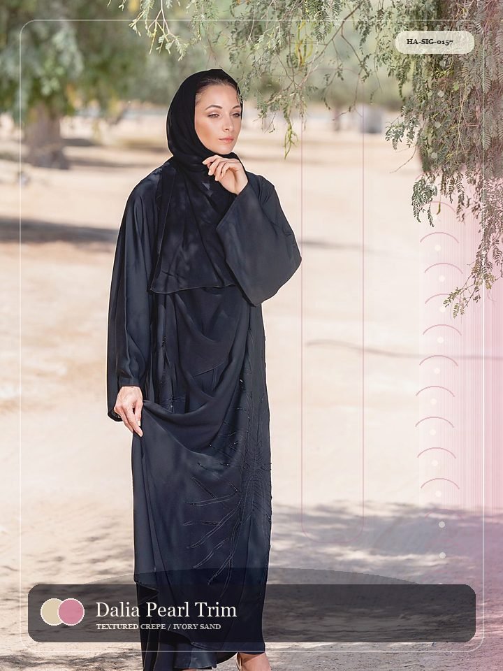 Dalia Pearl Trim Resort Tie Heritage Abaya