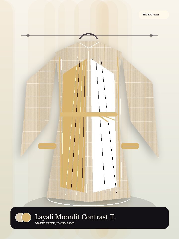 Layali Moonlit Contrast Trim Dune Abaya