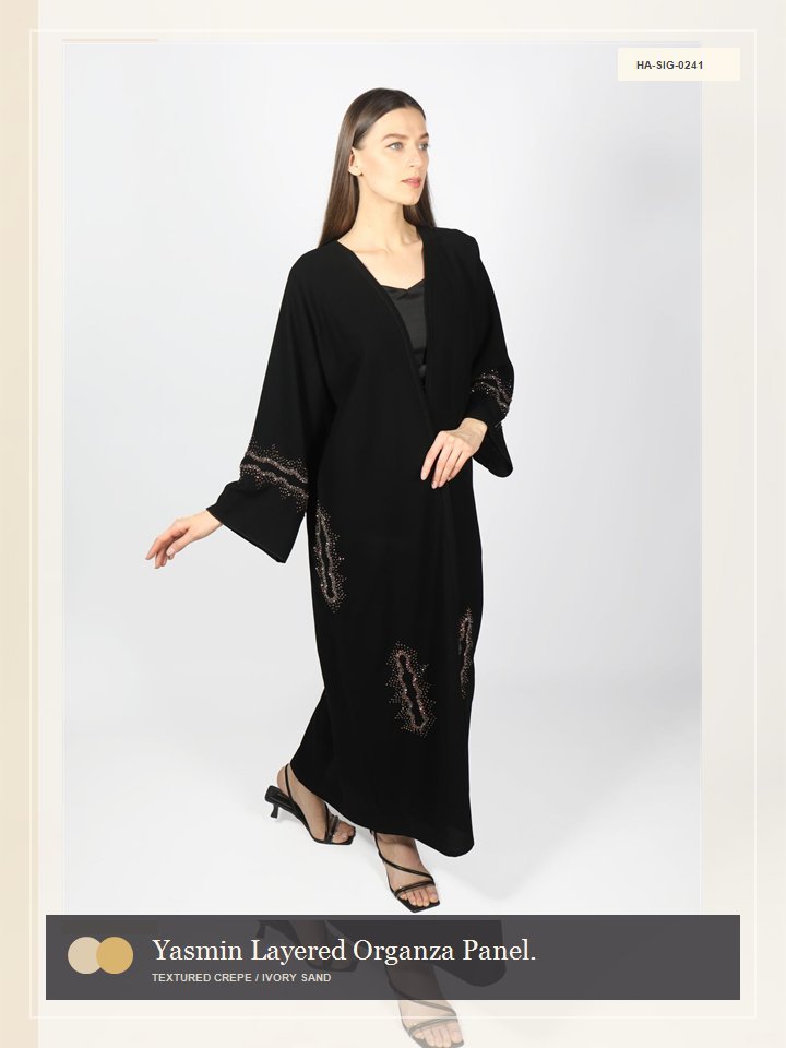 Yasmin Layered Organza Panel Avenue Abaya