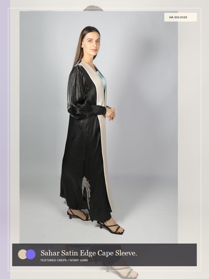 Sahar Satin Edge Cape Sleeve Dawn Abaya