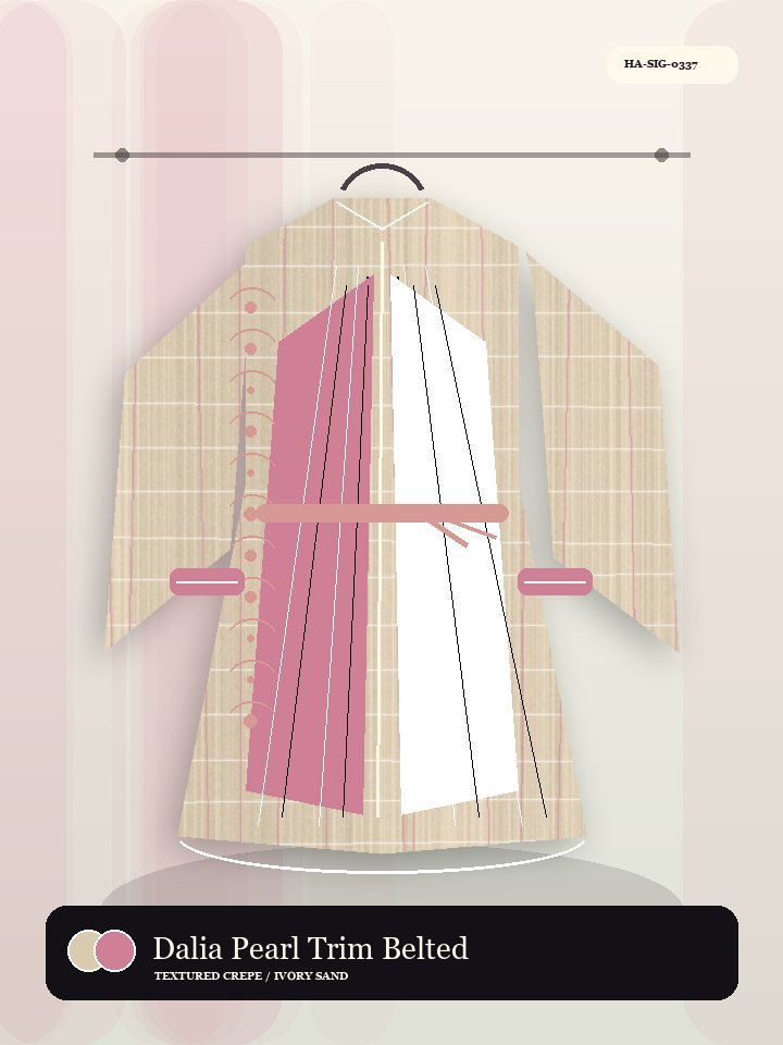 Dalia Pearl Trim Belted Wrap Silk Abaya