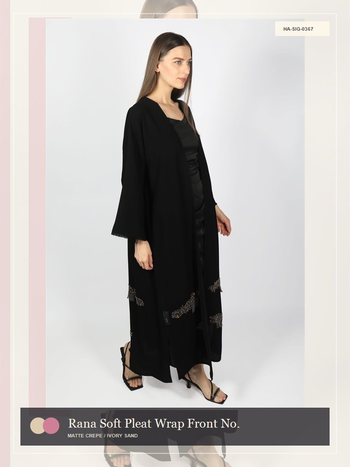 Rana Soft Pleat Wrap Front Nocturne Abaya