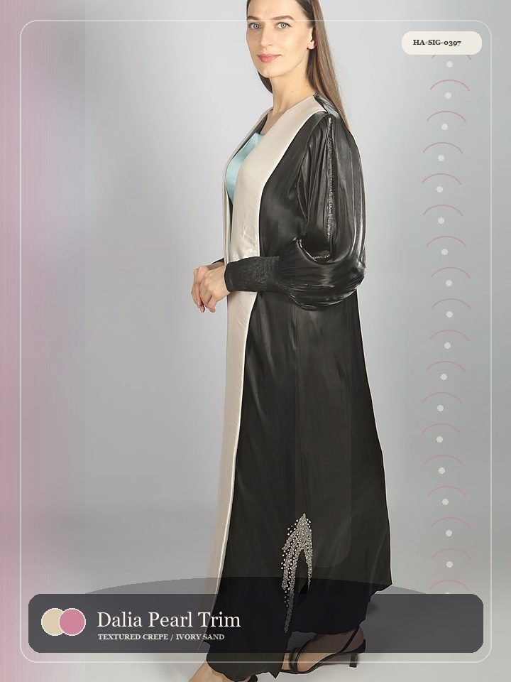 Dalia Pearl Trim Travel Fold Eid Abaya