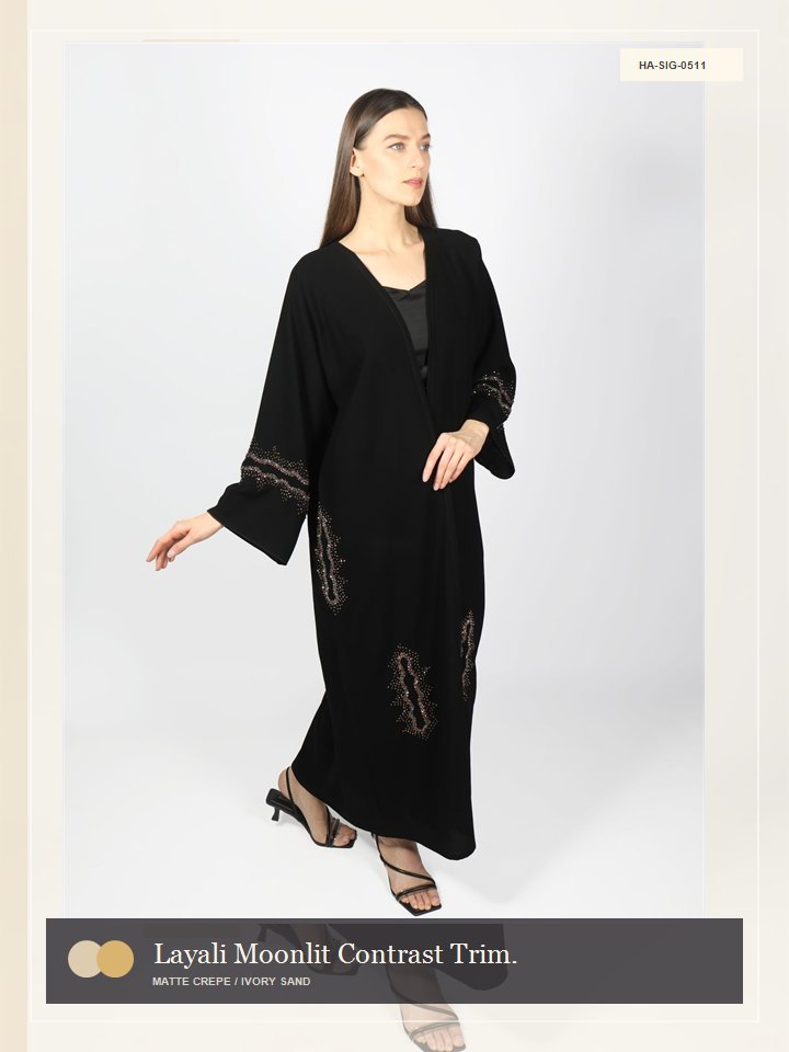 Layali Moonlit Contrast Trim Royal Abaya