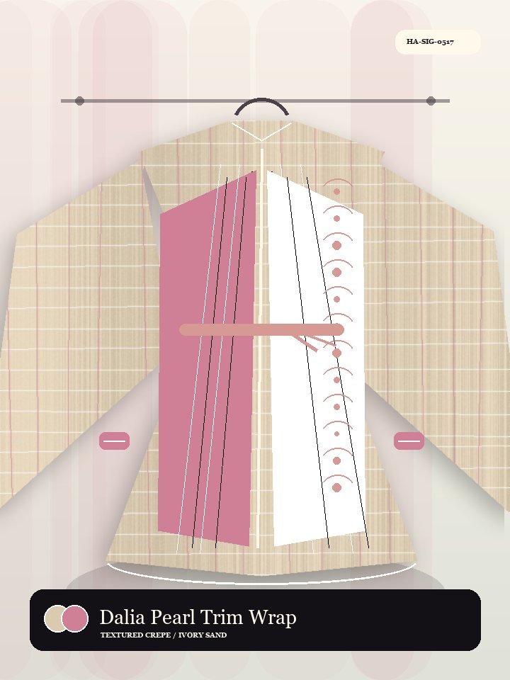 Dalia Pearl Trim Wrap Front Dune Abaya