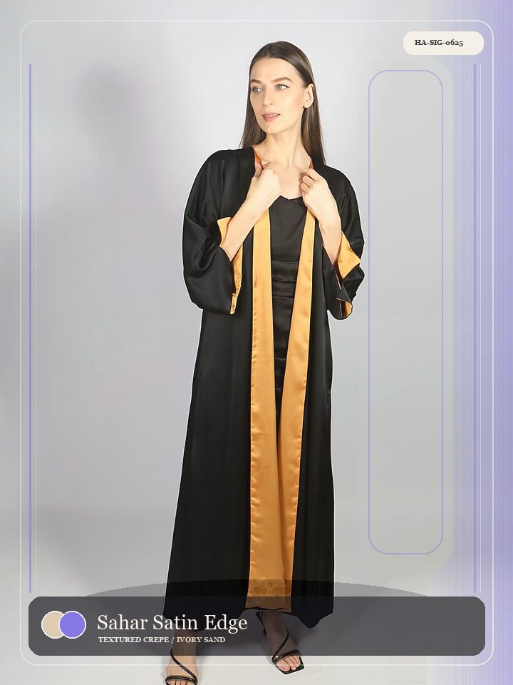 Sahar Satin Edge Cape Sleeve Modern Abaya
