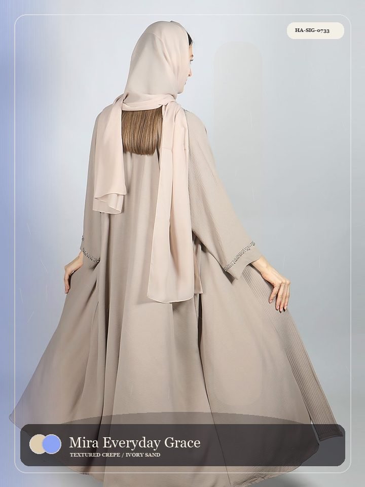 Mira Everyday Grace Soft Ruffle Dawn Abaya