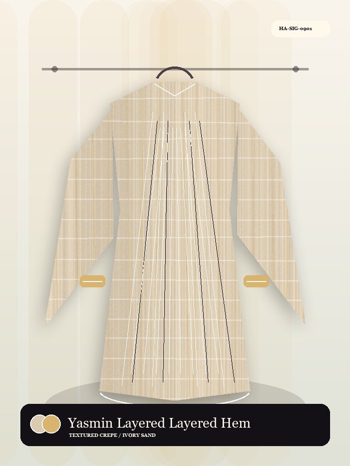 Yasmin Layered Layered Hem Luminous Abaya